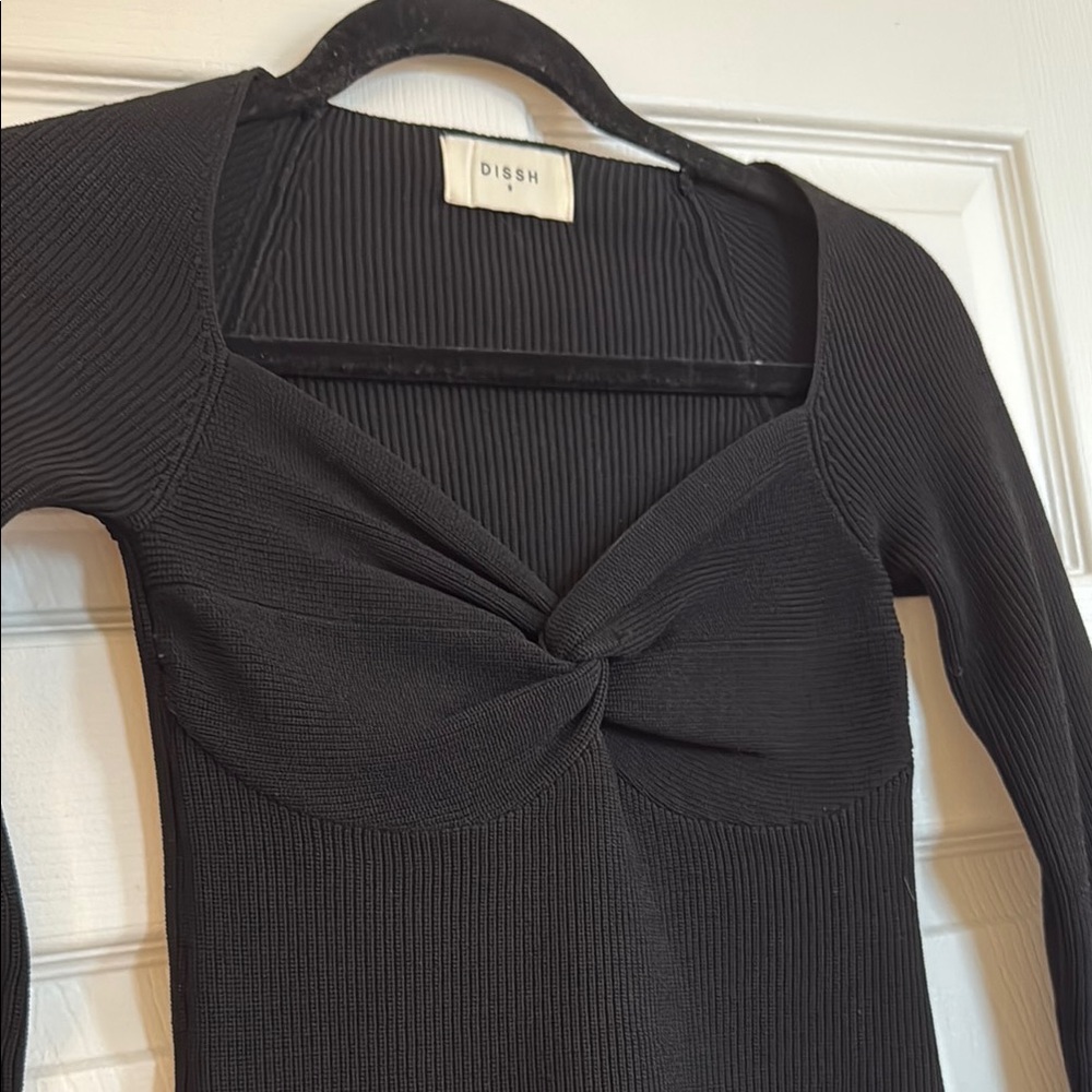 Dissh Black Ribbed Long Sleeve Top